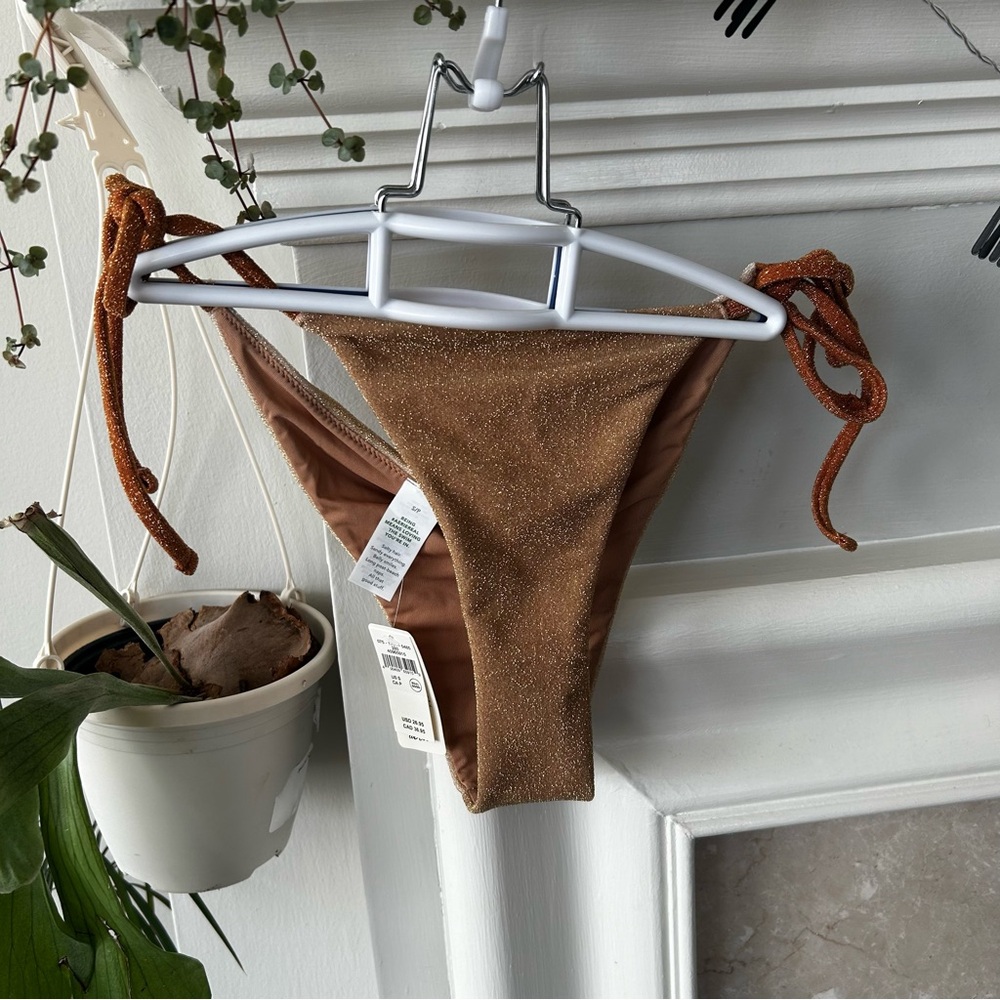 NWT Aerie Golden Sparkle Cheeky Bikini Bottom